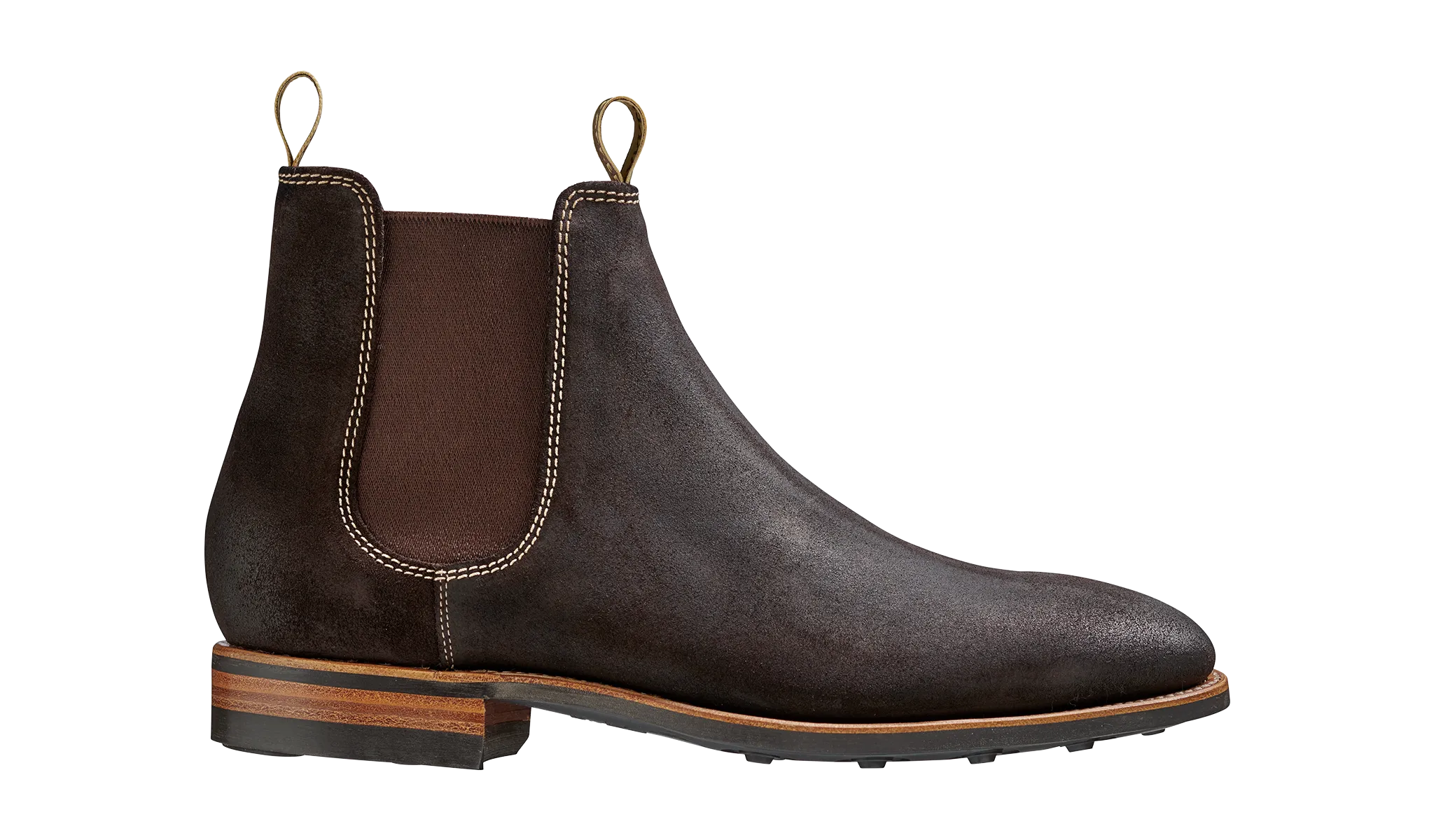 Barker Mansfield Classic Chelsea Boots - Bitter Chocolate Burnished Suede