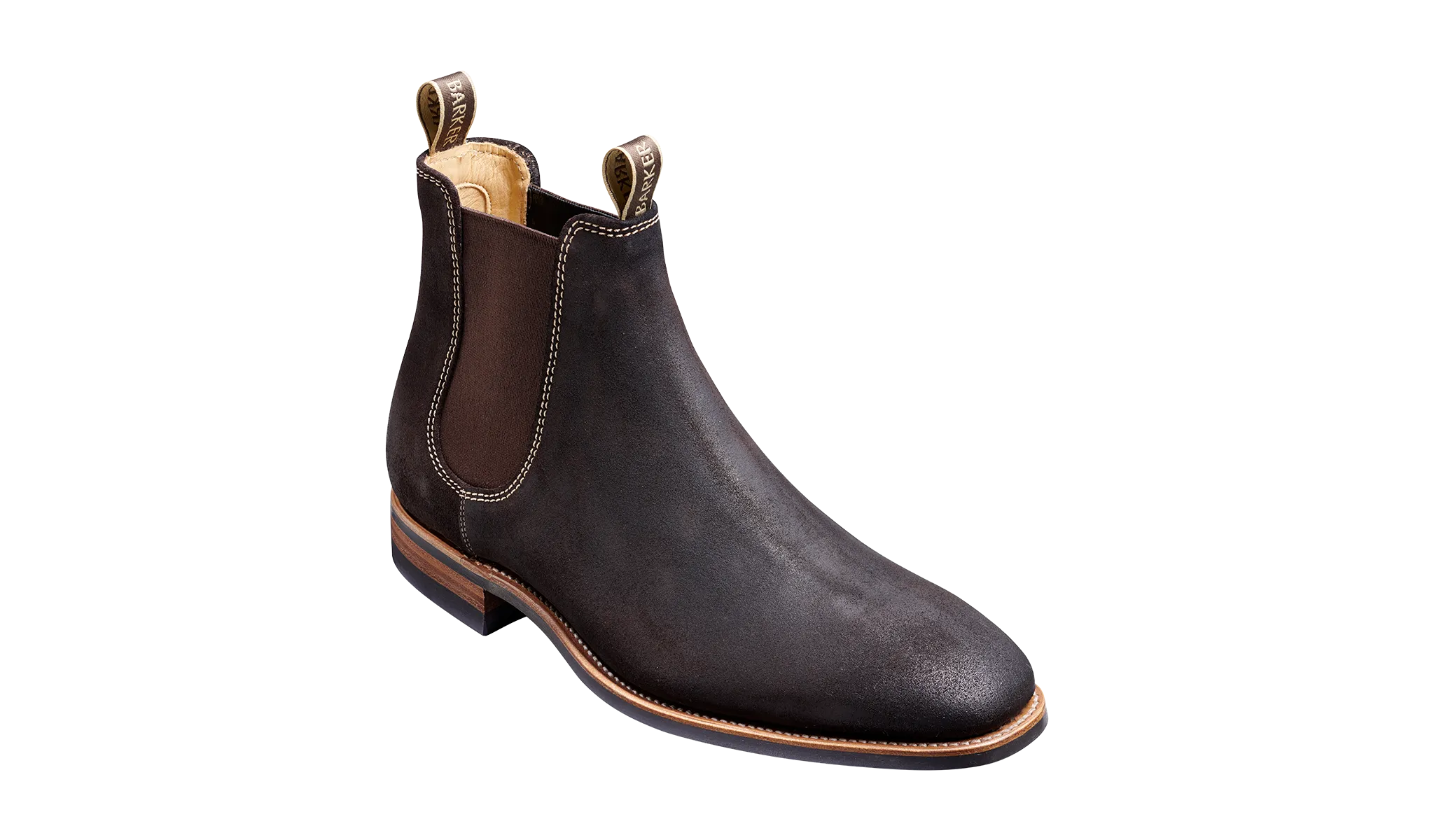 Barker Mansfield Classic Chelsea Boots - Bitter Chocolate Burnished Suede