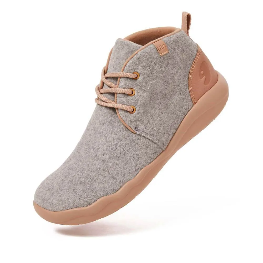 Bilbao Light Grey Wool Lace-up Boots Women