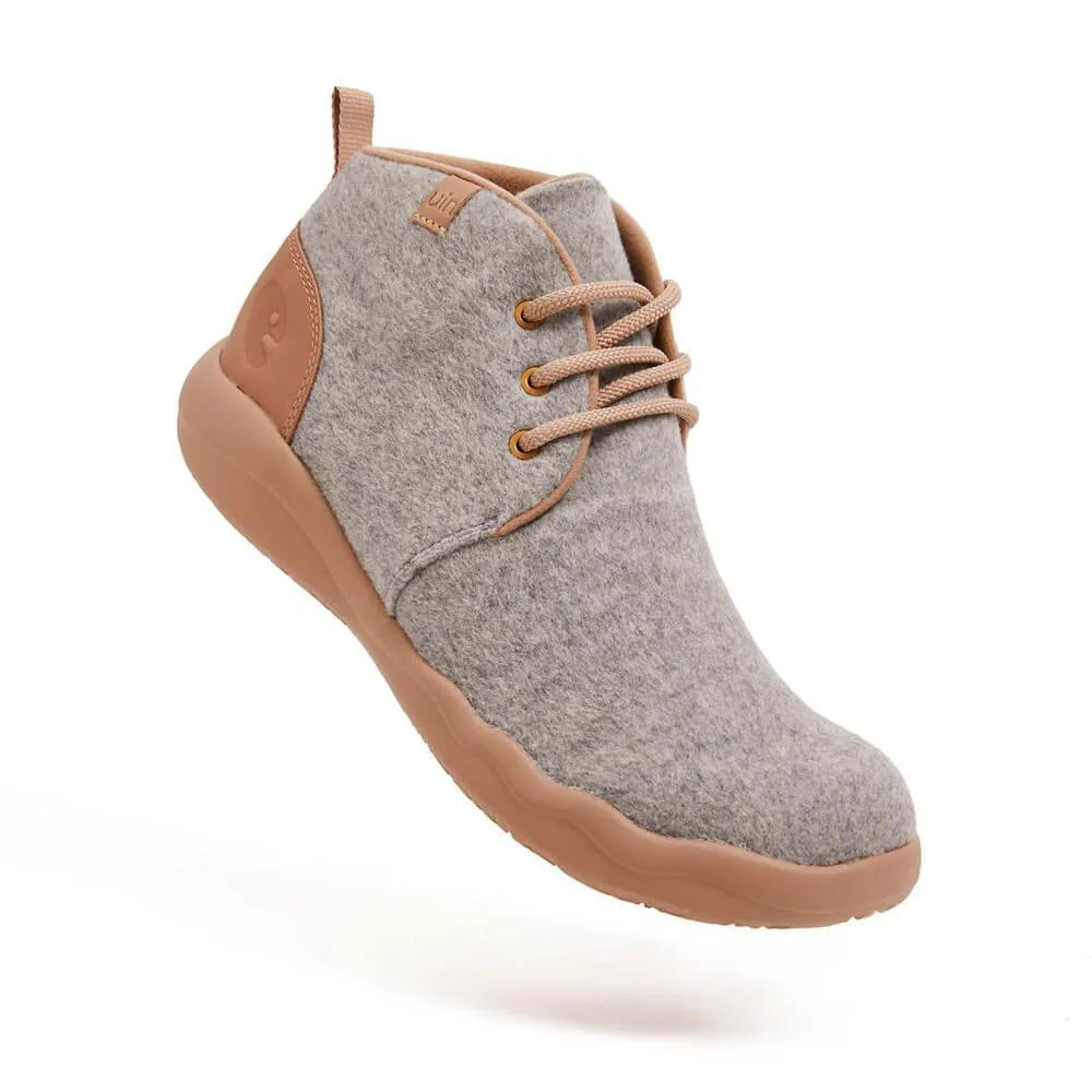 Bilbao Light Grey Wool Lace-up Boots Women