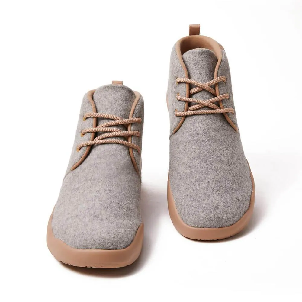 Bilbao Light Grey Wool Lace-up Boots Women