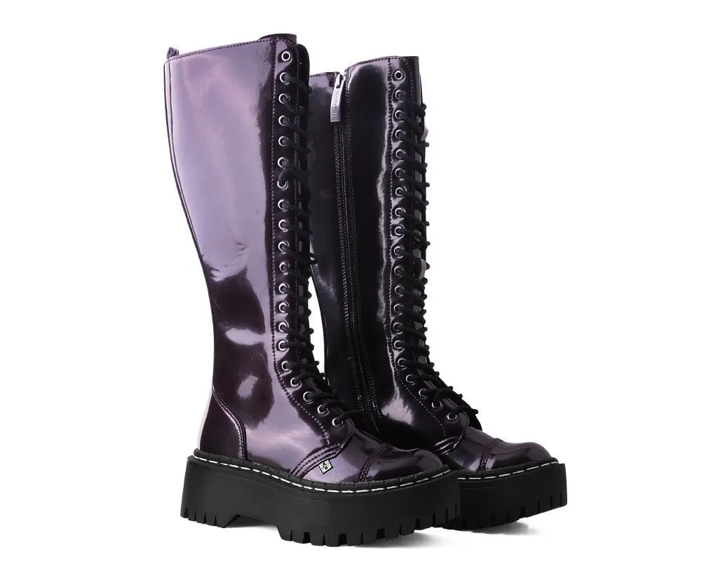 Burgundy Rub-Off Knee-High Double Decker Boot