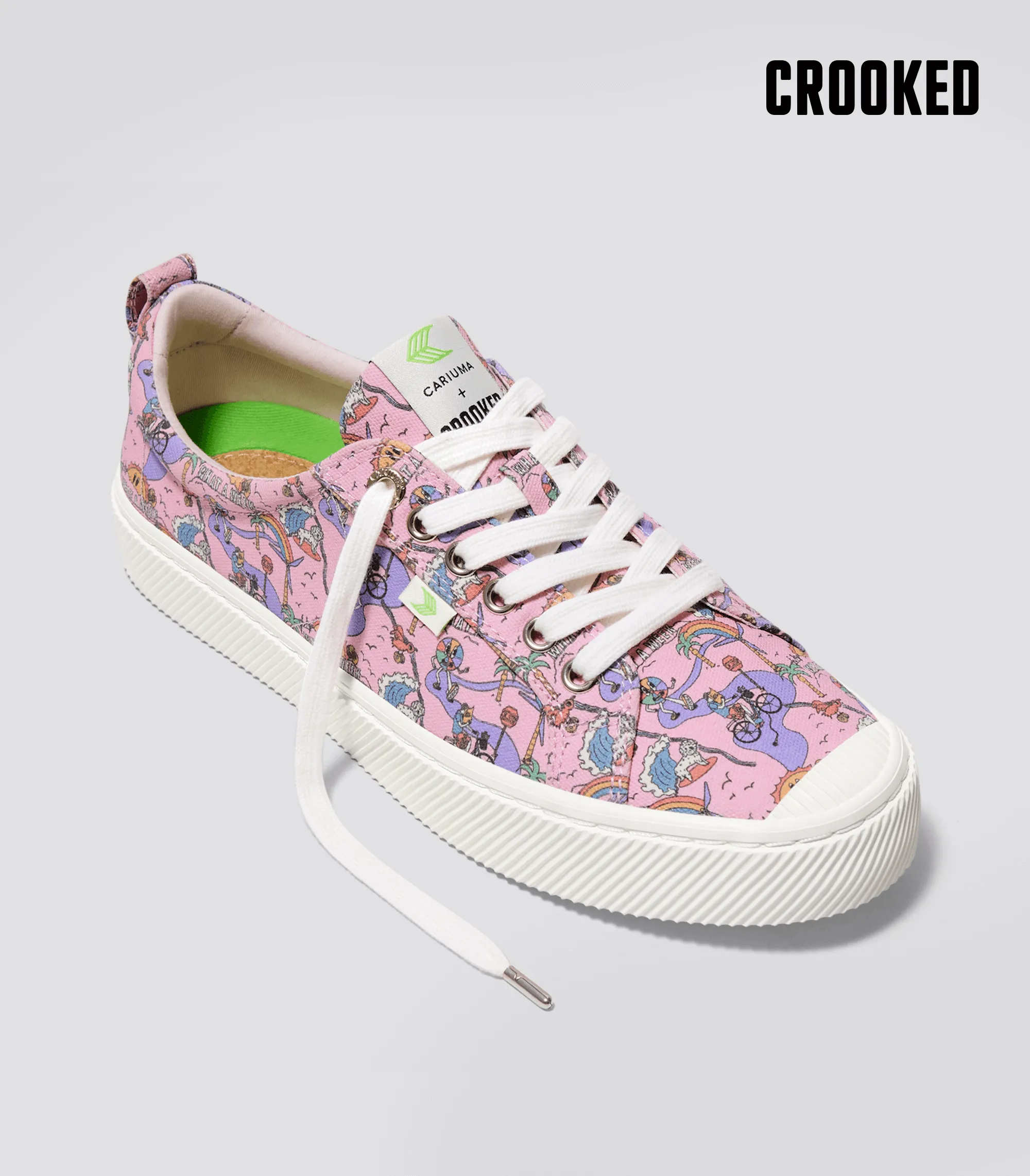 Crooked OCA Low Rose Graphic Print Canvas Sneaker Women