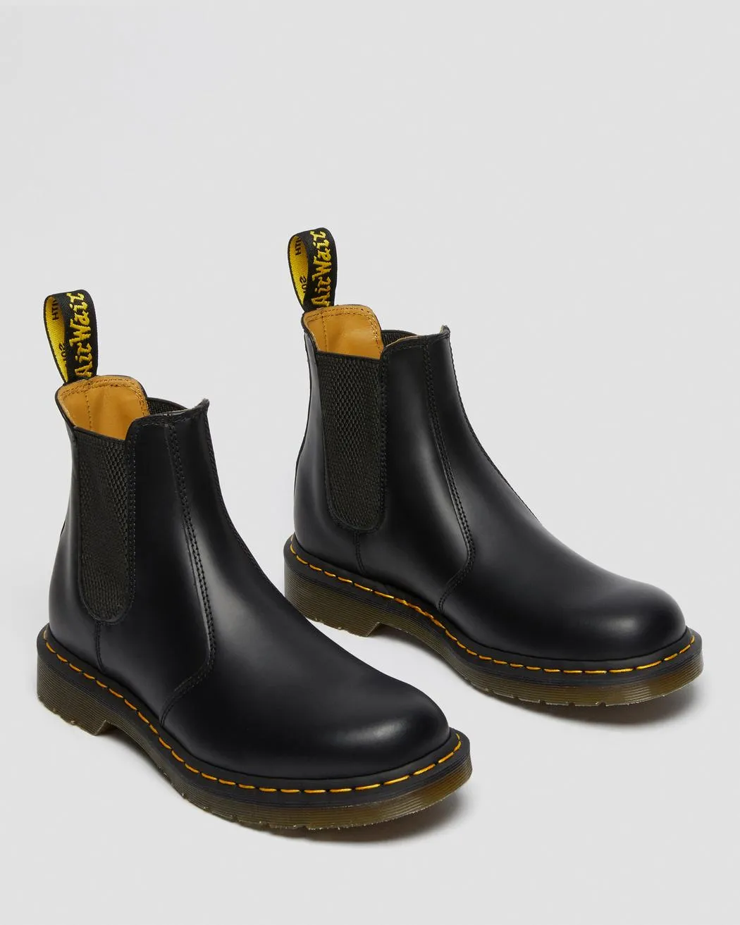 Dr Martens - 2976 Yellow Stitch Black Smooth Leather Chelsea Boots 22227001