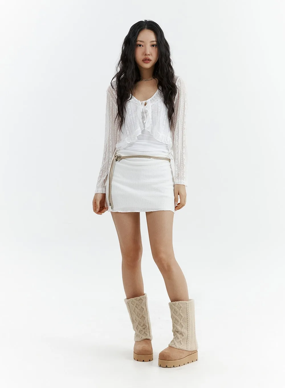 Faux Shearling Knee Boots CJ423