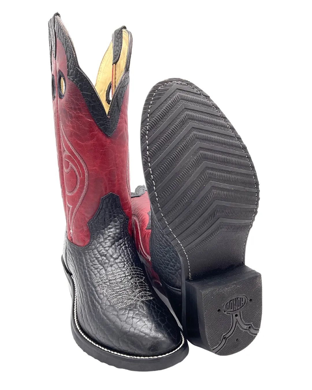 'Hondo Boots' Men's 13" Bullhide U Toe - Black / Red