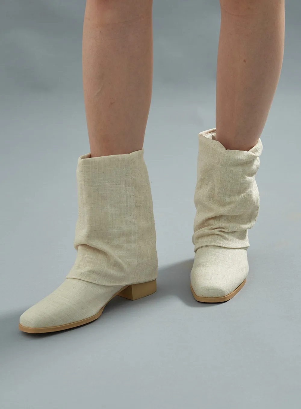 Linen Mid-Calf Boots CU21