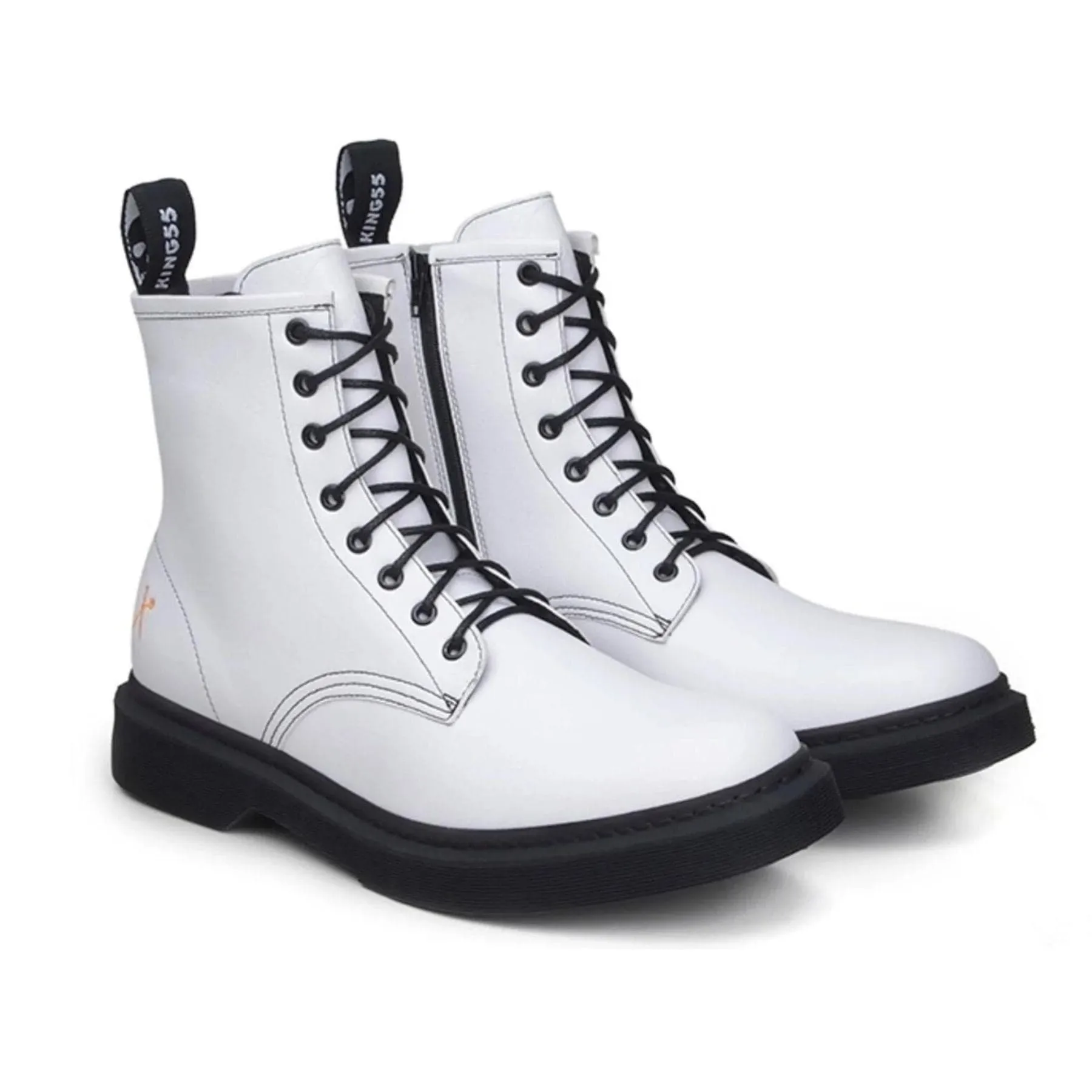 'London 2' Vegan Lace-Up Boot by King55 - White