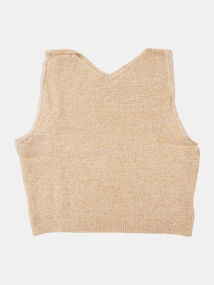 Lost In Nowhere Gemma Crop Top - Cream Shimmer