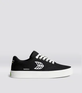 NAIOCA Canvas Black Canvas Off-White Logo Sneaker Women