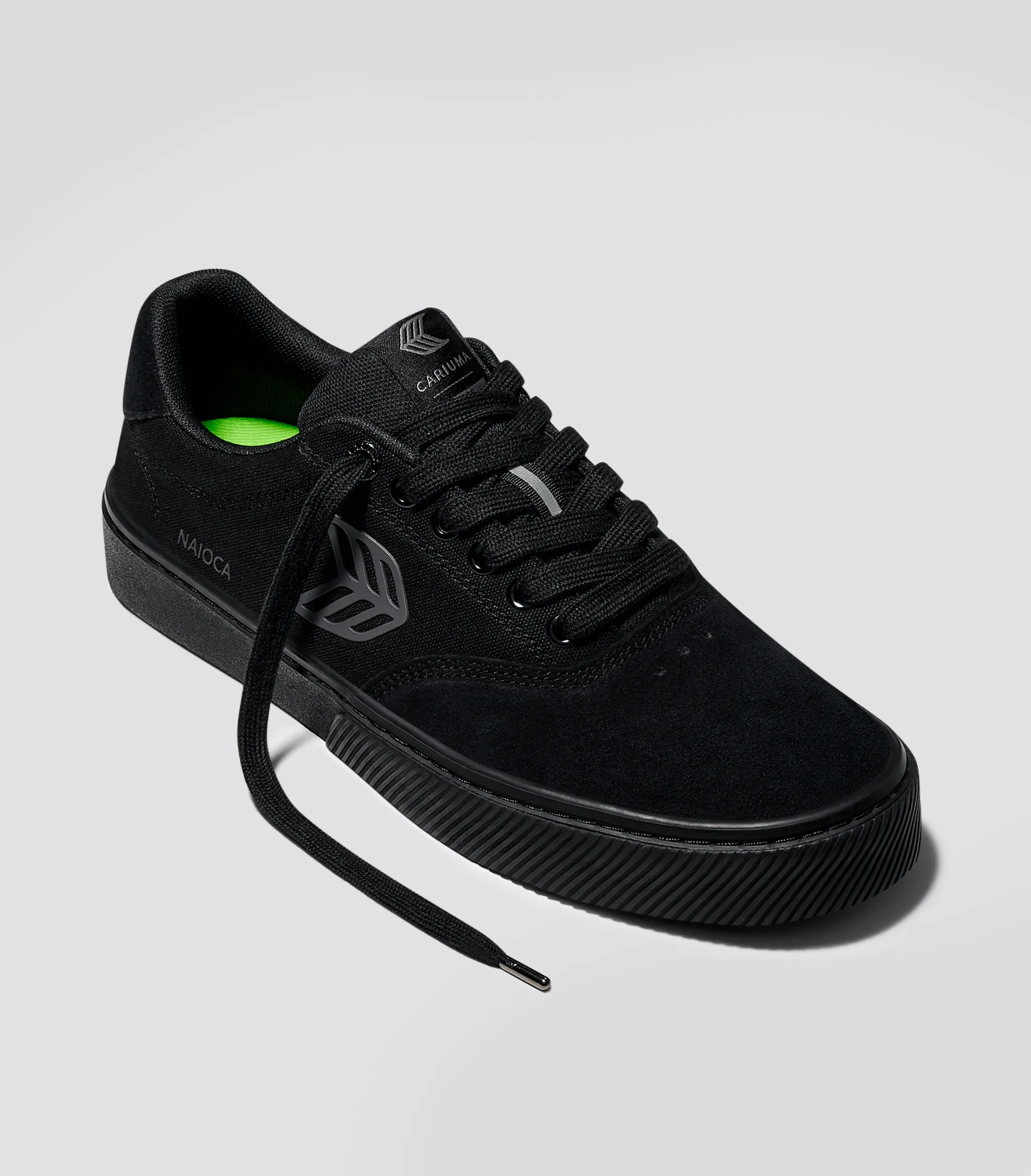 NAIOCA PRO All Black Suede and Canvas Ash Grey Logo Sneaker Men