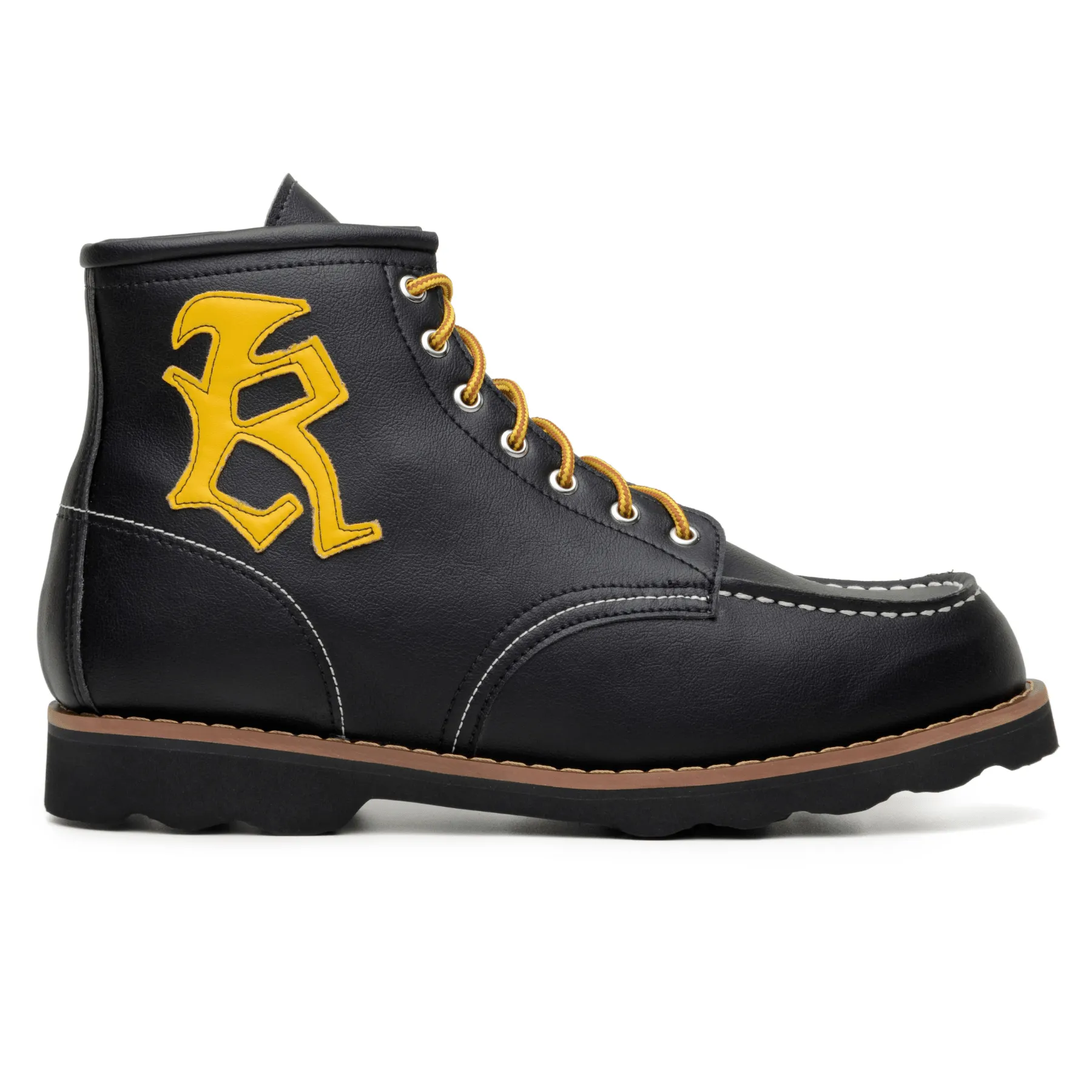 'Redwing' Vegan lace-up work boot by King55 - Black