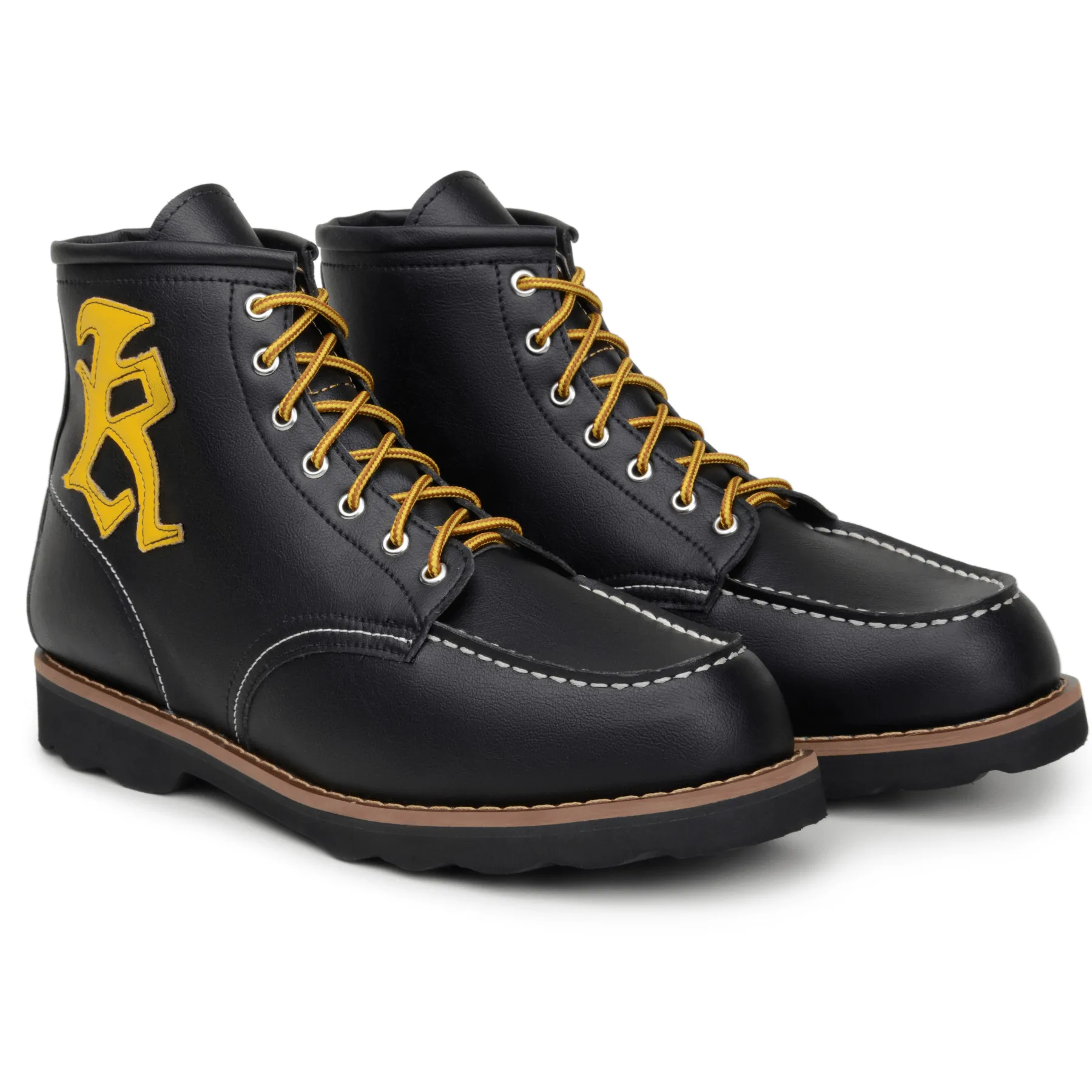 'Redwing' Vegan lace-up work boot by King55 - Black