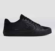 SALVAS All Black Premium Leather and Suede Ash Grey Logo Sneaker Women