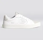 SALVAS White Premium Leather Vintage White Suede Ice Logo Sneaker Women