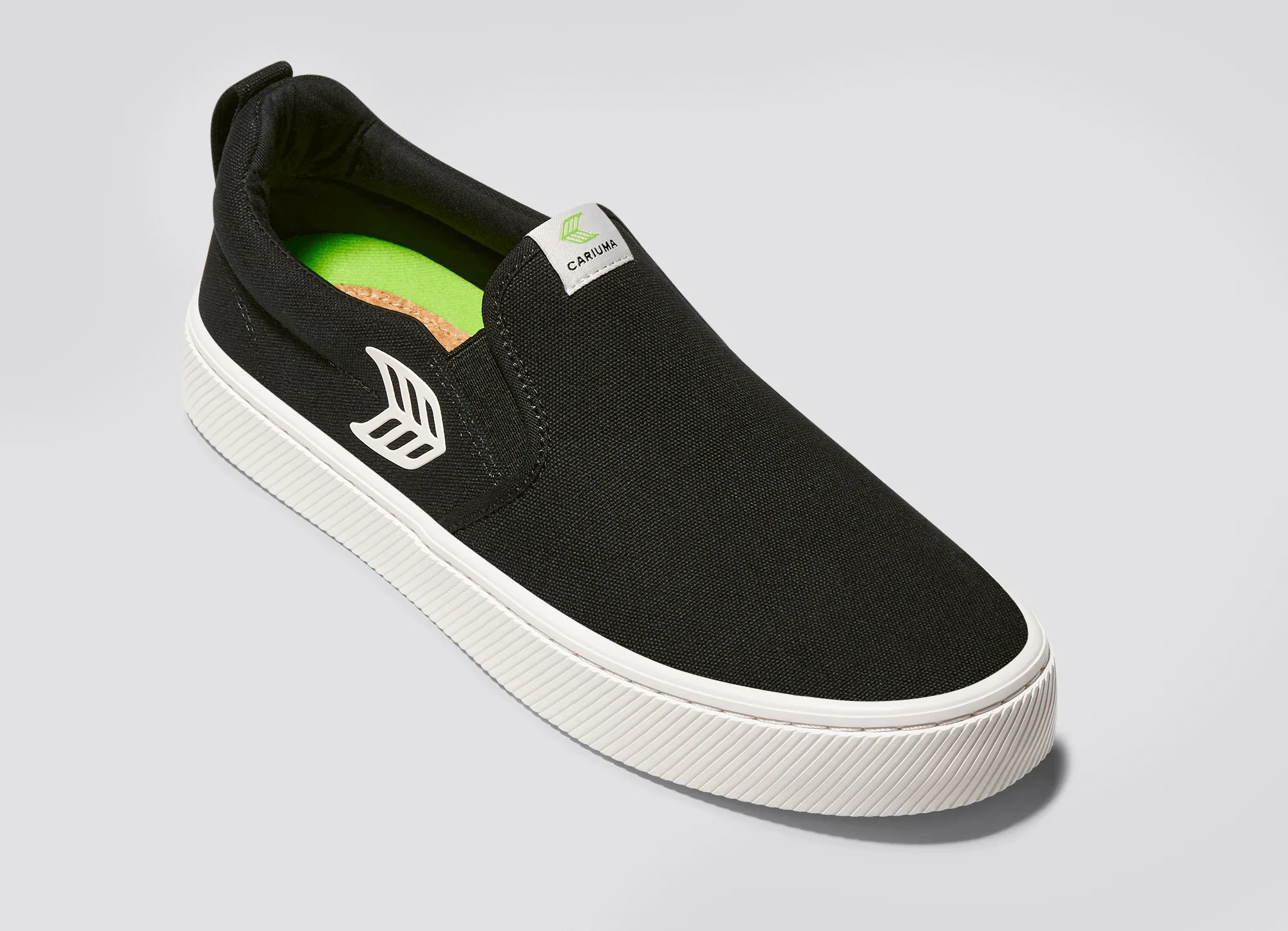 SLIP ON Black Canvas Off-White Logo Sneaker Men