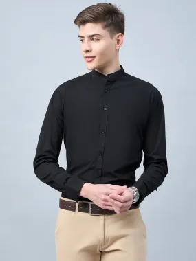 Style Quotient Men Black Cotton Solid Formal Shirt