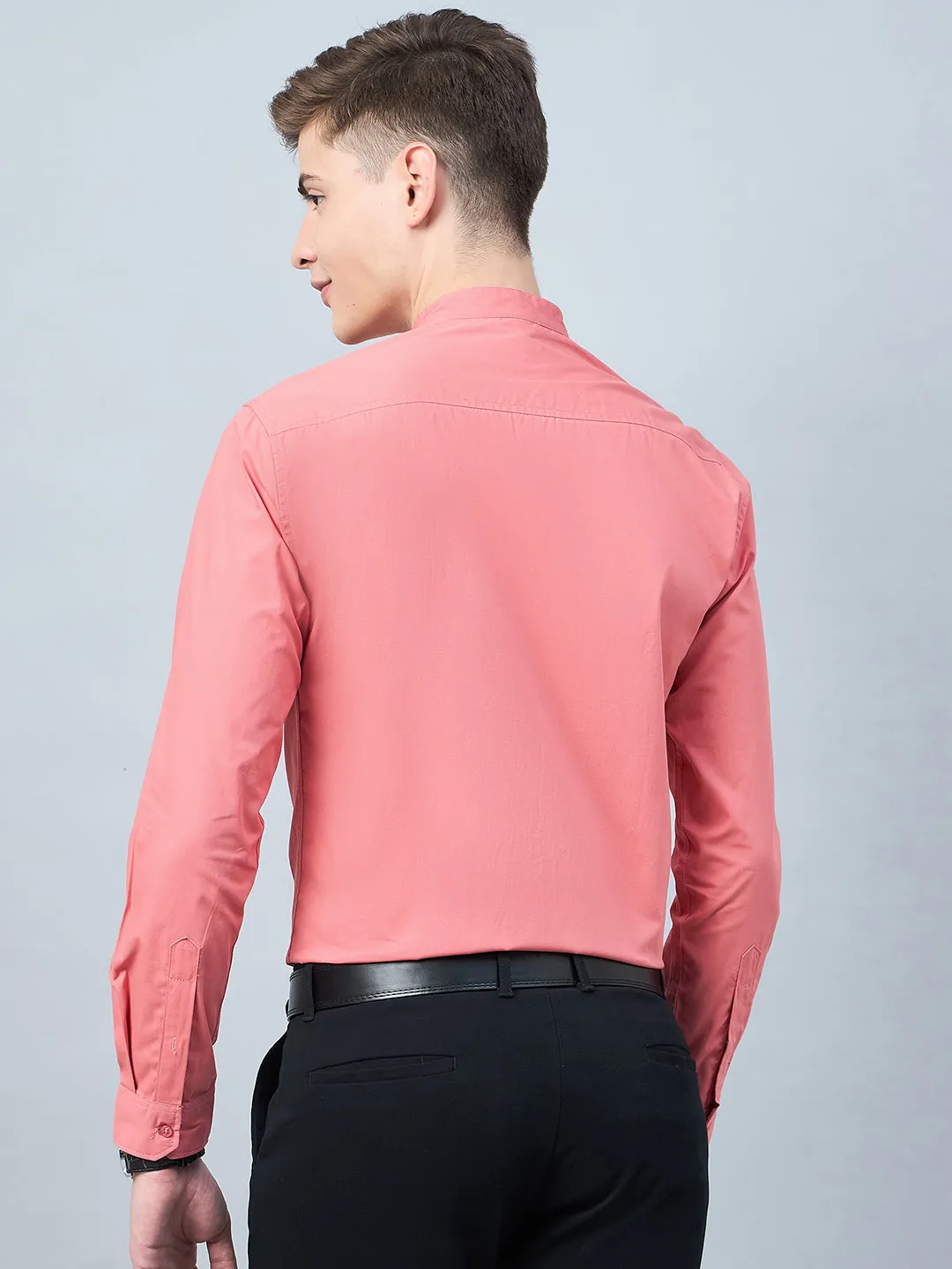 Style Quotient Men Pink Cotton Solid Formal Shirt