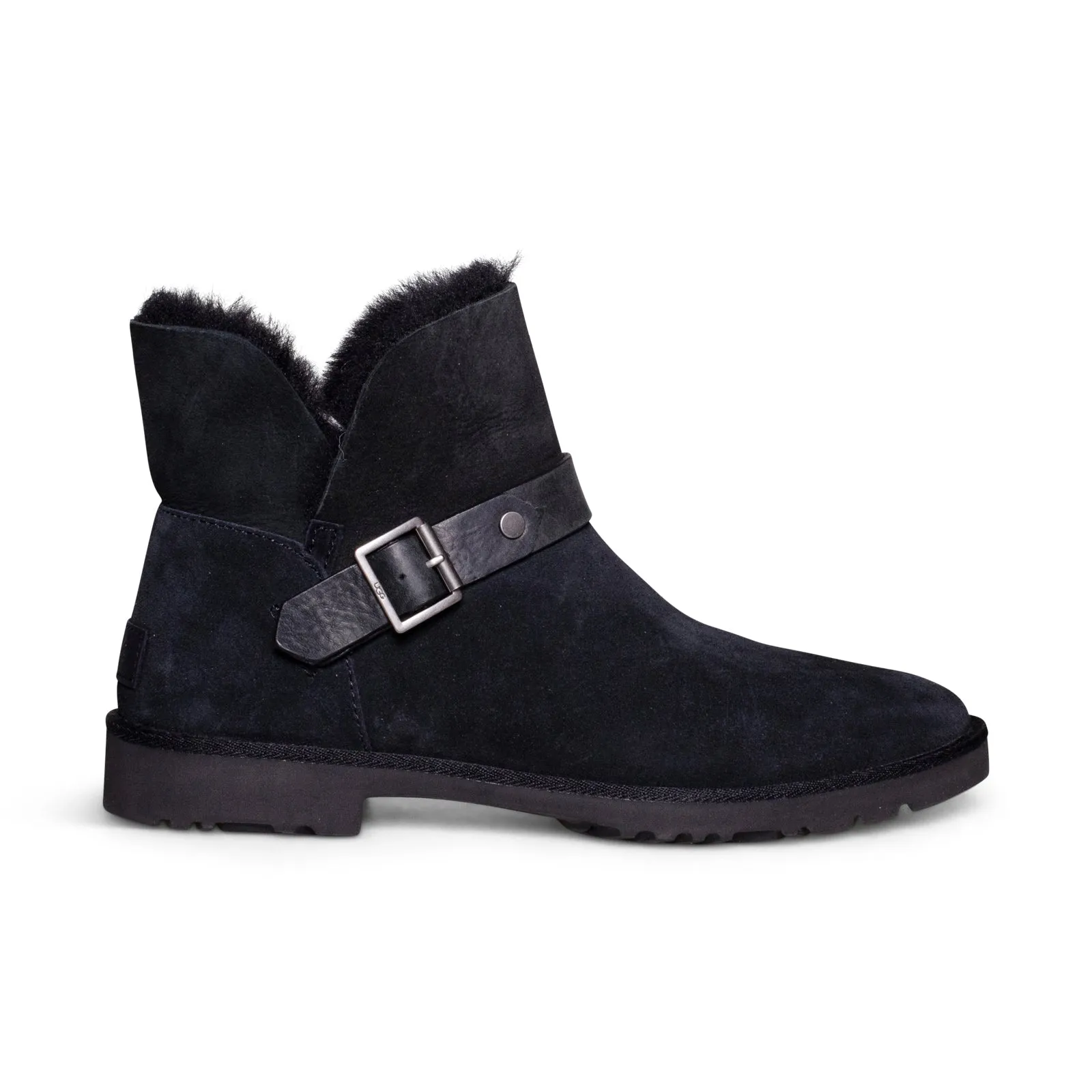 Womens UGG Romely Short Black Buckle Boots - Stylish and Comfortable Footwear